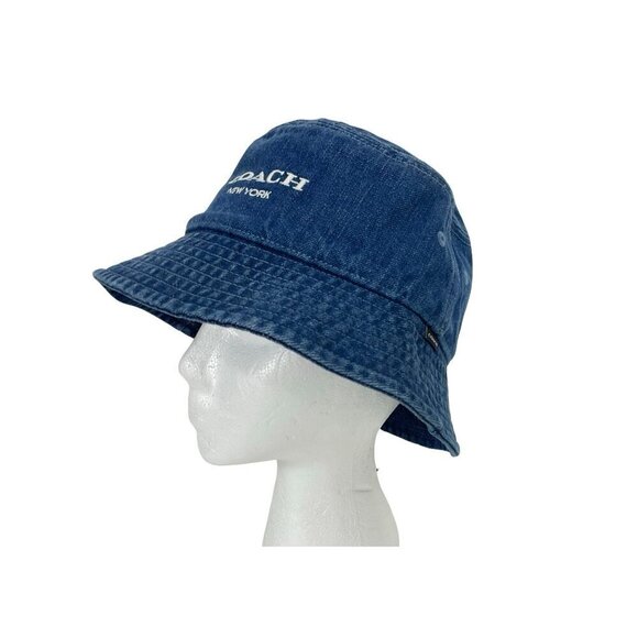 NWT Coach Womens M/L 100% Cotton New York Denim Blue Bucket Hat MSRP $128 main image 9